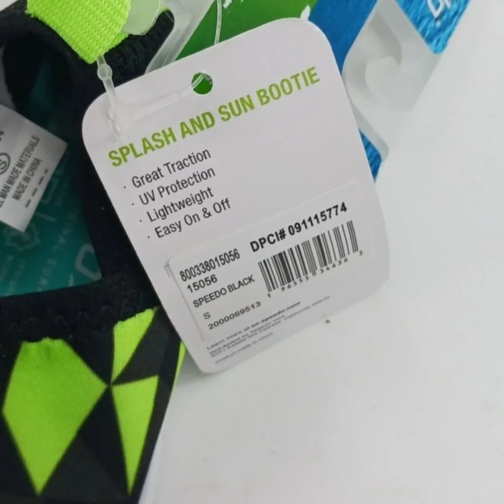 Speedo Little Boys Splash Sun Bootie Water Shoes Black Green Size S 5/6 New